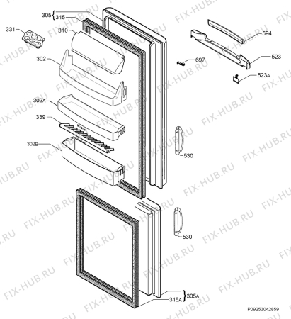 Взрыв-схема холодильника Rex Electrolux RNA34770Y - Схема узла Door 003